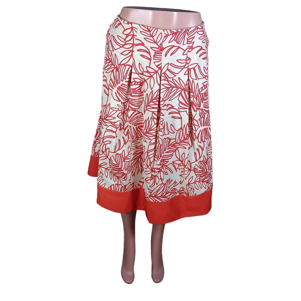 Lane Bryant Floral Skirt Size 16 Off White and Red Pockets Side Hidden Zipper